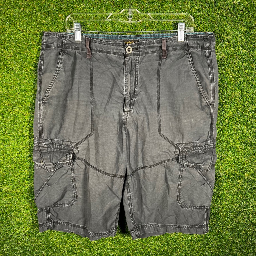 Helix Mens Cargo Shorts Size 36 Charcoal Grey Ripstop Utility Relaxed Fit